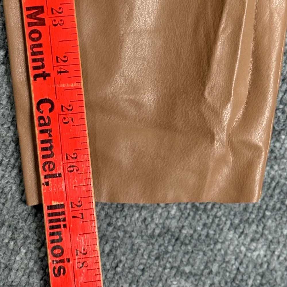 Pull‎ On Chic Faux Vegan Leather Jogger Pants Small Taupe Drawstring Waist Fall
